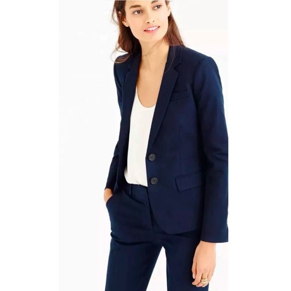 LAST ONE!! J.CREW Thompson Blazer Navy Blue Lined Jacket Women’s Sz 00 #A0361
